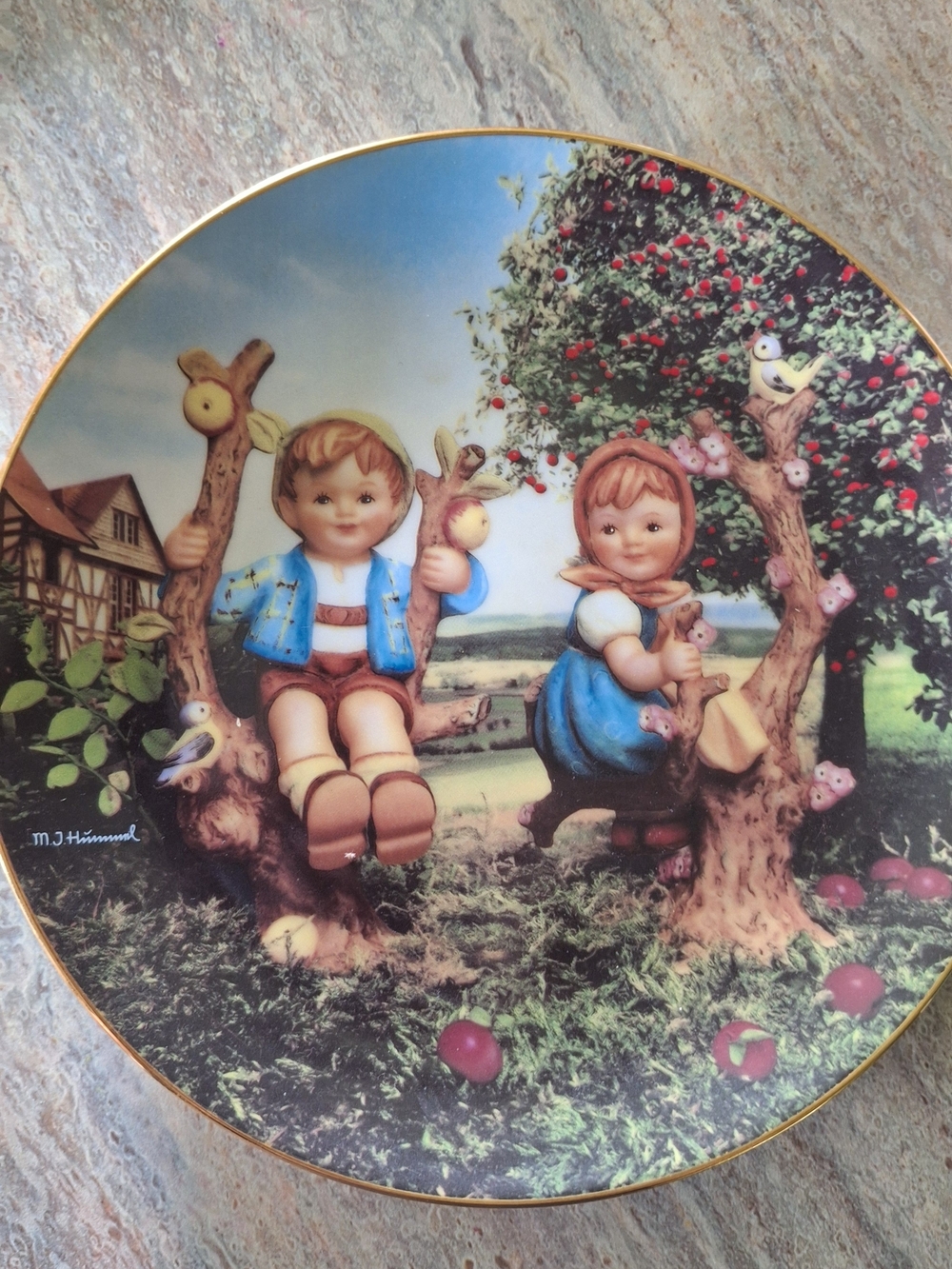 Hummel Blue & Pink Children Decorative Wall Plate